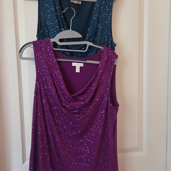 Charter Club Purple Sequin Tank Top - Picture 1 of 5
